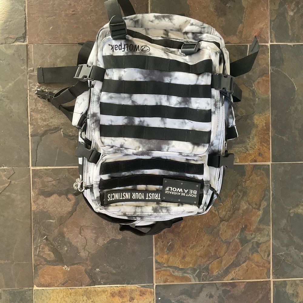 WOLF Black and Gray Striped Men's Backpack